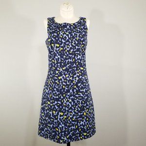 GAP Leopard  Cheetah Animal Print Print Blue Dress XS Sleeveless Brenda Sheath